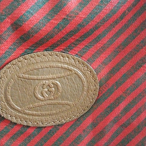 Rare Gucci Tote XL Shoulder Bag Brown Red Striped Vintage Limited Edition Glam - Picture 4 of 15